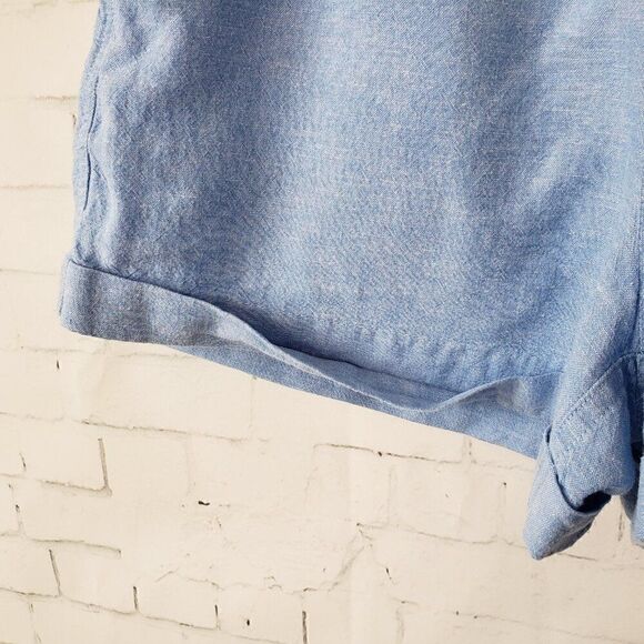 Carve Designs Journey Linen Blend Shorts Size 0 Chambray Blue Cuffed Coastal - Picture 4 of 8